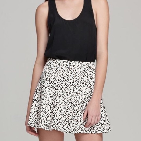 Tibi skirt leopard print jacquard swing flare cream black size 2 - Picture 2 of 11